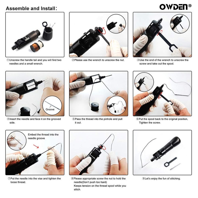 OWDEN Professional Leather Speedy Stitch Tool, 3 Colors Thread. |
