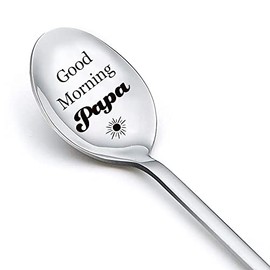 Gifts for Grandpa Papa Spoon Gifts from Grandchildren Father's Day Gifts for Grandpa Dad Papa Birthday Gifts from Grandkids Grandfather Gifts for Christmas Gifts for Granddad - Good Morning Papa Spoons