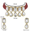 Aheli Crystal Pearl Collar de gargantilla nupcial étnica con aretes