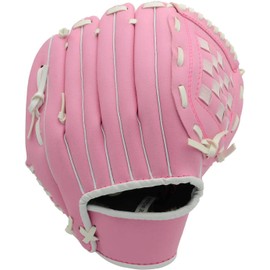 WEILFYONK Baseball Gloves, Softball Gloves, PU Leather Infield Throwing Gloves for Children, Teenagers, Adult Sports, and Professional Baseball, Right Hand Throwing, Left Hand Gloves (Pink, 9.5)