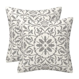 GAAFOSIPH Set of 2 Grey Cushion Covers 45 x 45 cm Bohe Modern Double Sided Printed Square Linen 18 x 18 inches Cushions Cover Home Decorations Pillow Cover for Sofa Bed Garden