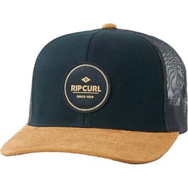 Rip Curl Icons Trucker Hat, Mesh Back Cap Snapback for Men, Adjustable, Black/Tan 243