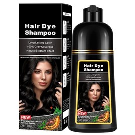 Champú Tinte para El Cabello Negro Natural, Champú Magic Hair Dye, Colorea El Cabello En 15 Minutos, Larga Duración,500 Ml, Color de Cabello 3 En 1