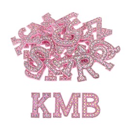 sourcing map Iron on Patch Decorative A-Z Pink Glitter Alphabet Applique Rhinestone English Letter for DIY Clothes Repair Hats Bags Pack of 26