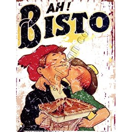 small AH BISTO METAL WALL SIGN RETRO VINTAGE STYLE 15x20cm coffee shop kitchen bar pub wall art office games room home cinema cafe fast food