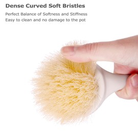 Facjoleco Dish Brush with Handle, Pot Brush, 2 Pack Kitchen Scrub Brushes for Cleaning, Dish Scrubber with Soft Bristles for Sink, Pots, Pans