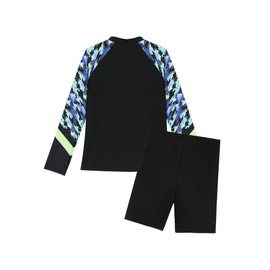 GERU Boys Rash Guard Sets Long Sleeve Swimsuit Shorts Set with Zipper Beach Bathing Suit for Kids Boys 5-6 Years