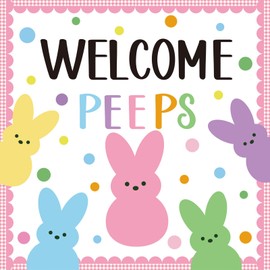 Easter Peeps Bulletin Board Classroom Decorations Bunny Cutouts Colorful Easter Bulletin Board Border for Classroom School Chalkboard Nursery Home Door Wall Decor Spring Easter Party Decor