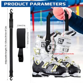 Pack of 2, Ski Carry Strap and Poles, Carry Strap, Ski Straps for Carry, Skiing, Skateboard, Adjustable Shoulder Strap, Protects Against Scratches, Easy Transport, Designed for Children and Adults