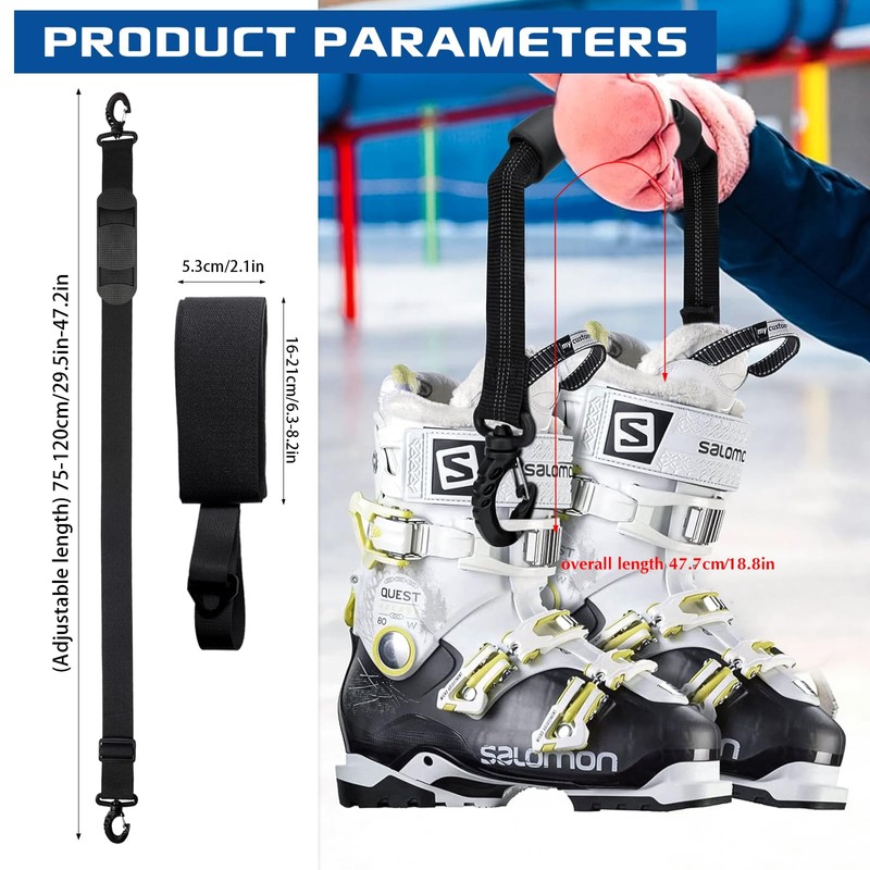 Pack of 2, Ski Carry Strap and Poles, Carry Strap,