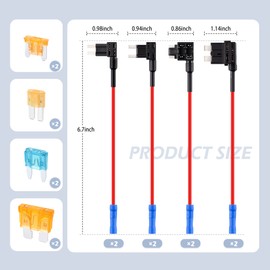 8PCS Pure Copper Wire Fuse Tap,Double Slot Add-A-Circuit Fuse Tap Fit for Cars Trucks Motorcycles Boats,ATO ATM APS ATR Complete Fuse Holder