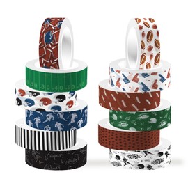 Adirasenotek 12 Rolls Sports Washi Tape,Rugby Football Washi Tape Set Decorative Paper Stickers Decorative Tape, DIY Craft Scrapbook Art Crafts Wrapping Decor for Gifts Wrapping