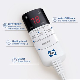 Sealy Heated Mattress Pad King Size Single Control for 2 Zones, 9 Heated Settings & 1-9 Hours Auto Shut Off, Luxury Quilted Bed Warmer with ETL Certified, Soft Extra-Cozy Fabric