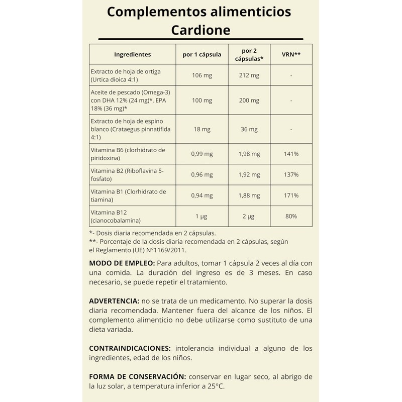 Cardione Capsules Dietary Supplement with Vitamins, Minerals and Plant Extracts