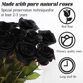YFYS Forever Flowers for Delivery Prime - 9pcs Preserved Fresh Roses, Genuine Roses That Last for Years, for Birthday Gifts for Women, Valentines Day, and Mother's Day (Black)