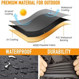 COOSOO Patio Deck Box Cover, Zipper, Waterproof, 420D Oxford Cushion Box, Storage, Ottoman Bench Cover for Deck Box, Container, Rectangular (Black, S:123x62x55cm)