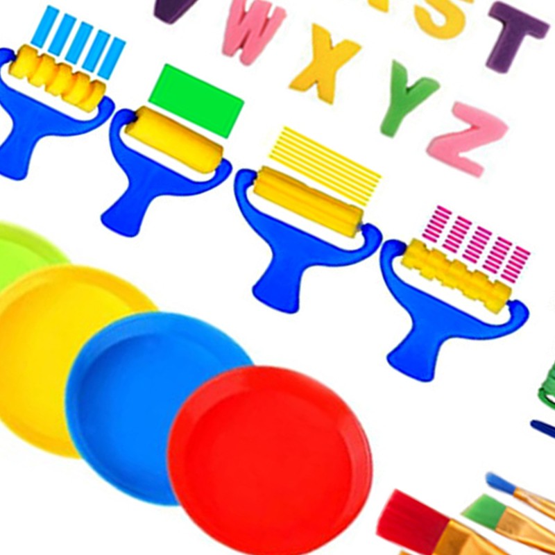 48Pcs Kids Paint Brushes Set Painting Drawing Stamp Kit Fun