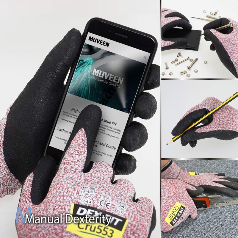 DEX FIT Level 5 Cut Resistant Gloves Cru553, 3D Comfort