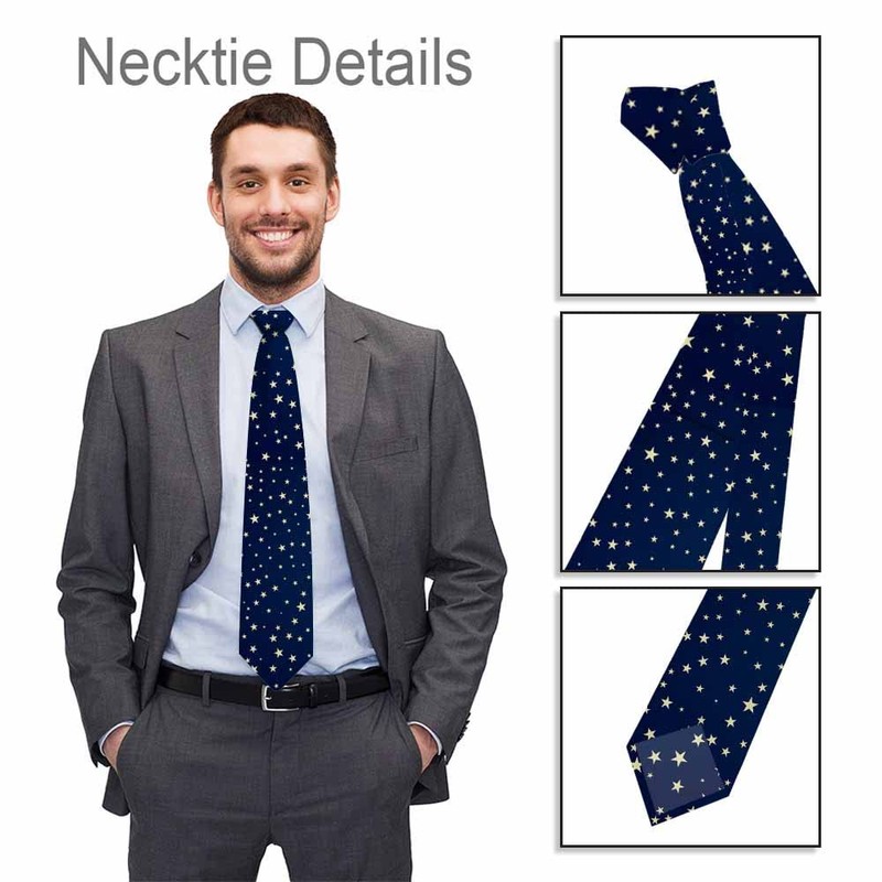 Yakuna Navy Blue Stars Men's Tie Gold Stars Shine Classic