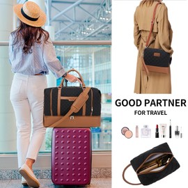 Weekender Bags for Women Overnight Bag with Shoe Compartment and Toiletry Bags Large Travel Duffel Bag Carry On Shoulder Tote with Trolley Sleeve 21" for Weekend Traveling Business Trip, Gym