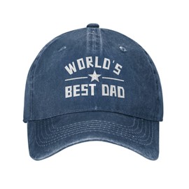 Worlds Best Dad Hat Cotton Adjustable Dad Baseball Cap Fathers Day Birthday Gifts Navy Blue