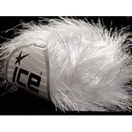 White Extra Long Eyelash Yarn Ice Luxurious Fun Fur 50gr 38yds