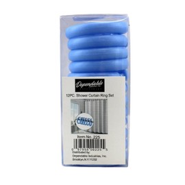 12 Piece Plastic Basic Locking Round Hook Easy Gliding Shower Curtain Rings Fits All Standard Size Shower Rods (Blue)
