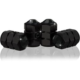 JR2 Bling Anti-Theft Locking System Black(BK-BC) Crystal Metal Black Tire Rim Valve Stem Cap