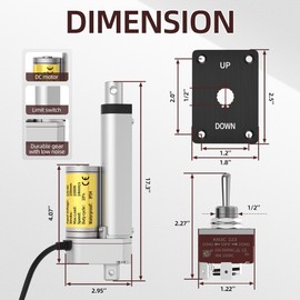 RVMARINEPAT Linear Motion Actuator Fast Speed 14 mm/s 1000N with Controller 300MM Stroke Waterproof Electric Acuator 12V Heavy Duty for Electric Sofa Car Door