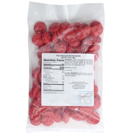 Red Chocolate Melting Wafers, 12 Ounce Bulk Bag, Red Chocolate, Red Candy, Melting Chocolate Candy Discs For Baking, Dipping, Decorating, Bulk Chocolate Bag - The Hampton Popcorn & Candy Company