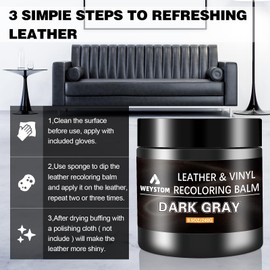 Leather Recoloring Balm - Leather Repair Kit for Furniture, Dye, Recolor, Renew, Repair & Restore Aged, Faded, Cracked, Peeling and Scuffed（Dark Gray）