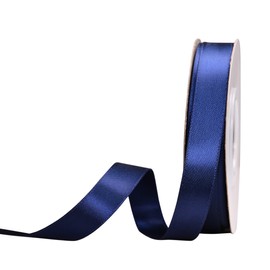 Cinta de satén de doble cara de YAMA – 5/8 pulgadas 25 yardas para envolver paquetes de regalo, diseño floral, clip para el pelo, manualidades, costura, decoración de boda, azul marino