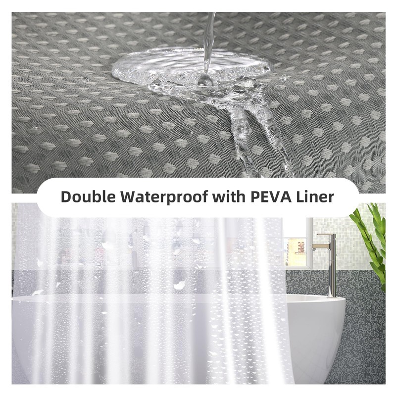 LaCyan Waterproof Waffle Shower Curtain, 258GSM Heavy Duty 3 Piece