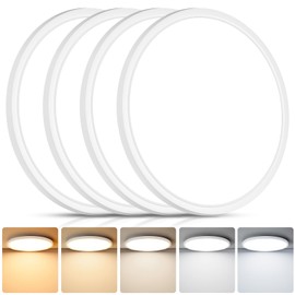 Brightever 4Pack LED Flush Mount Ceiling Light Fixture, 12 Inch 24W, Super Slim 0.67 Inch, 3200LM, Dimmable & 2700K-6500K 5 Color Selectable LED Ceiling Lights for Bedroom