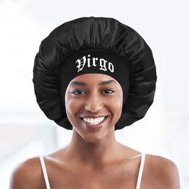 Constellation Print Satin Sleep Bonnet, Soft Comfortable Sleeping Bonnet, Make Up Washing Face Daily Use,Shower Cap for Women (Virgo(8.23-9.22))