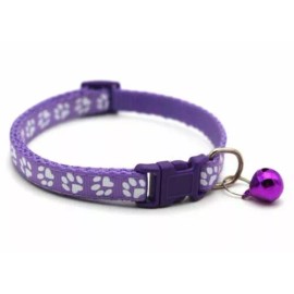 Unbranded/Generic Adjustable Nylon Cat Collar with Bell for Cat Kitten small dog paw cute - Purple