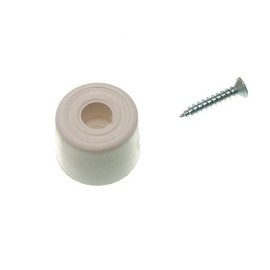 WHITE RUBBER DOOR STOP STAY GUARD 28MM 1 1/8 INCH + SCREWS ( pack of 40 )