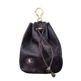 PLEAVIT Coin Purse Leather Men's Wallet with Drawstring Pouch and Carabiner