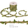 Natural Jute Twine Ribbon with Artificial Green Leaves – 33ft