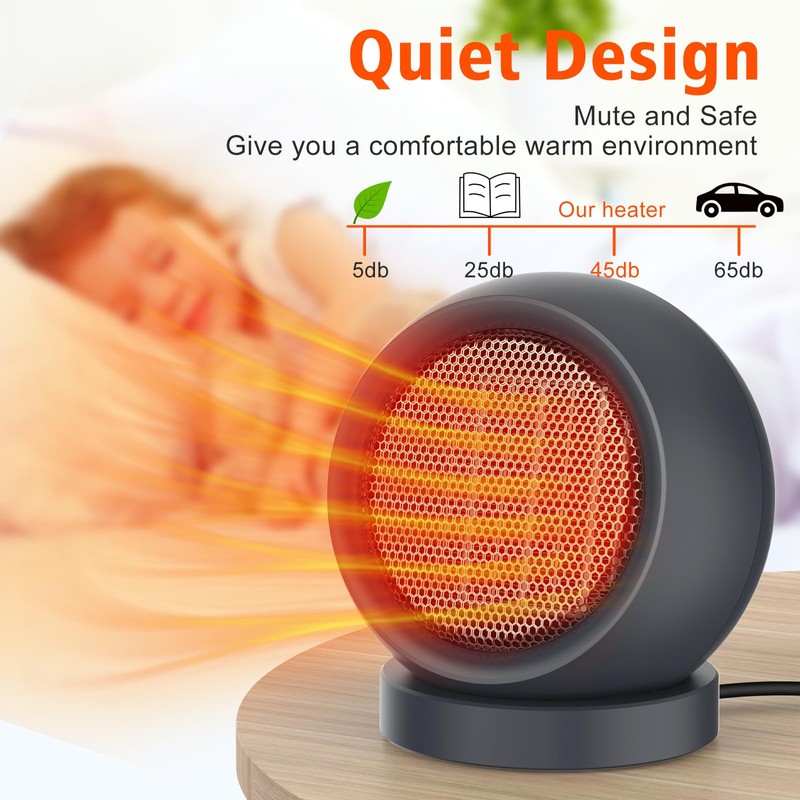Coolfor Space Heater, PTC Ceramic Electric Desk Heater High Output