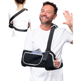 DouHeal Arm Sling Shoulder Immobilizer, Medical Rotator Cuff Support Brace with Pocket, Sling for Shoulder Injury, Arm Injury, Left & Right Arm, Men & Women, for Dislocated, Fracture, Strained (Large)