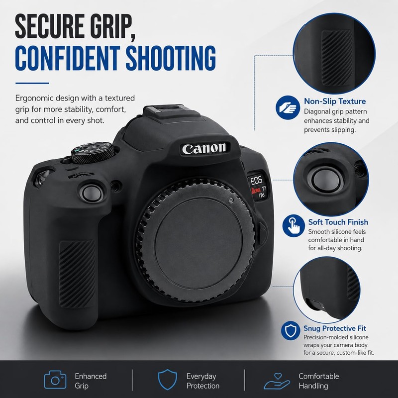 Seltureone Case for Canon EOS Rebel T7/T6 with 2-Pack Screen