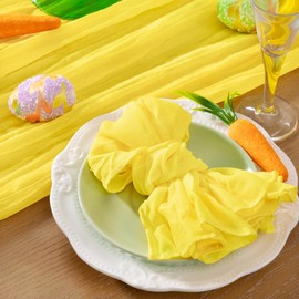 DeZerlor 12 Pack Lemon Yellow Cheesecloth Napkins Washable Spring Easter Cloth Napkins Set of 12 Boho Cotton Gauze Napkins Bulk 21x21 Inches Lemon Decorations for Baby Shower Wedding Birthday Parties