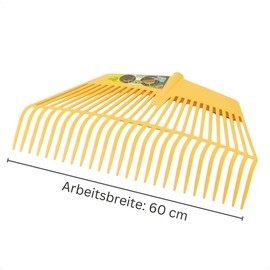 Rekord Leaf Rake (Yellow) Made of Plastic with 26 Prongs, Working Width: 60 cm, without Leaf Hand and Handle, Leaf Rake, Rake, Fan Broom, Leaf Fan