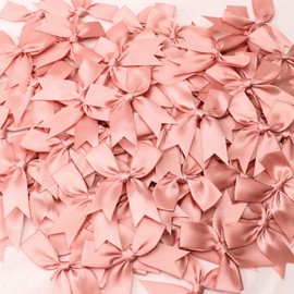 UoeRing Gift Wrapping Bows - 50 Pack Rose Pink Small Mini Satin Ribbon Bows (3.3 Inch) - Gift Wrapping Bows for Crafts, Wedding Decorations, Christmas and Birthday Party Decorations, and Scene Layouts