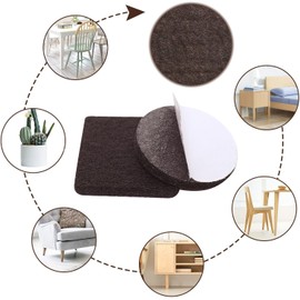 Yelanon Felt Furniture Pads -56 Pcs(1+2)” Premium Felt Pads for Chair Legs Furniture, Floor Protectors for Hardwood Floors,Brown