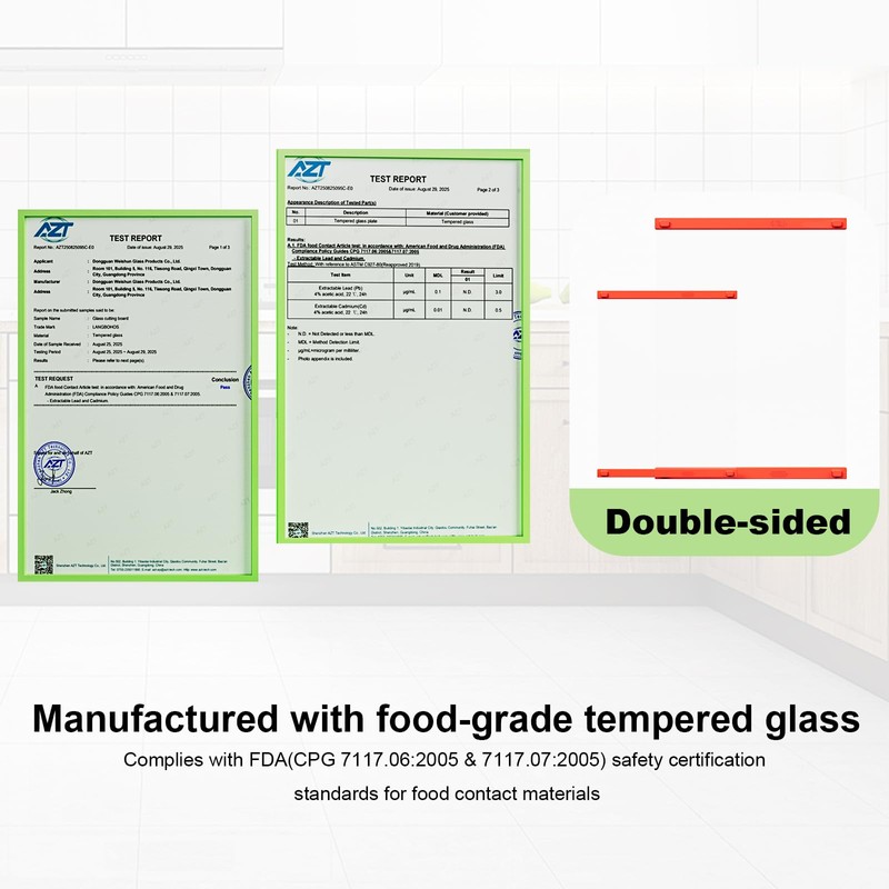 DomestiCore Glass Cutting Board for Kitchen,Dishwasher-Safe Cutting Board,Double-Sided & Heat-Resistant,