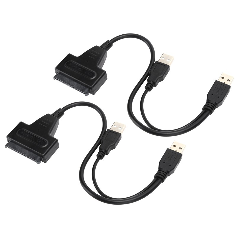 2Pcs Convert Cable USB 2.0 SATA 7 15Pin Adapter for