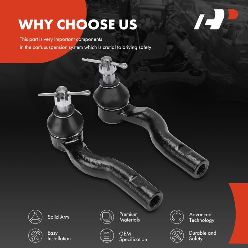 A-Premium 2 x Front Outer Tie Rod Ends, Compatible with
