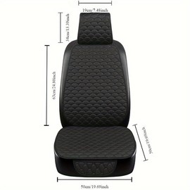 IIOHOII 2pc Linen Car Seat Cushion All-Season Universal Breathable Car Seat Cover (Gray)